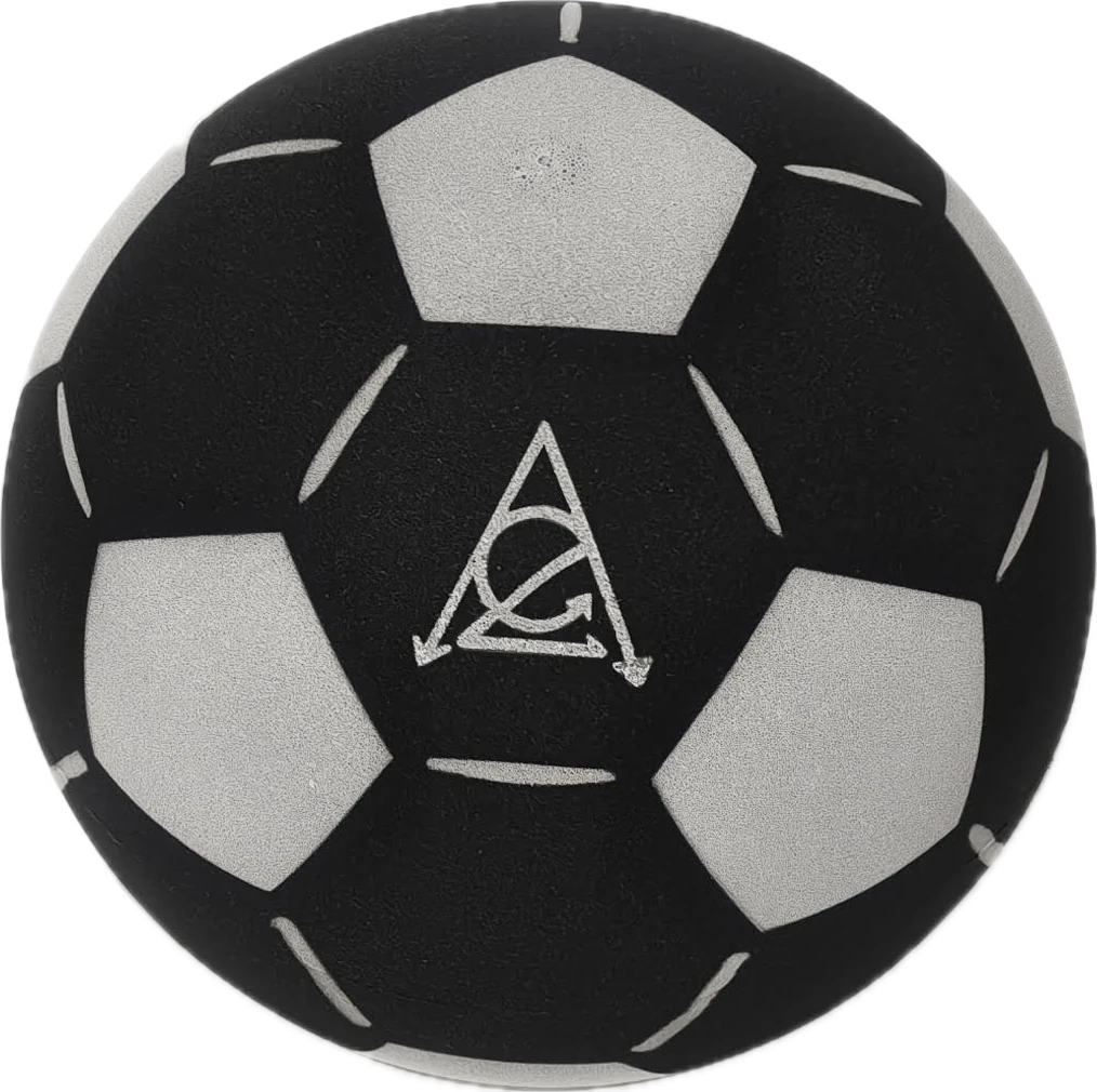 A bold black-and-white take on a classic soccer ball.