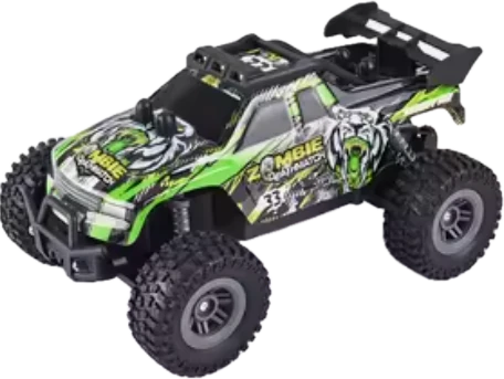 Big wheels and bright green truck-style graphics.