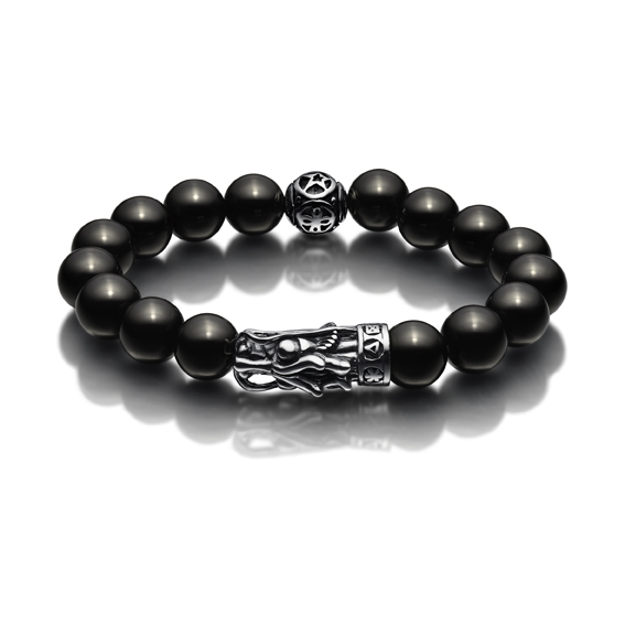 Dragon Head Black Onyx Bead Bracelet