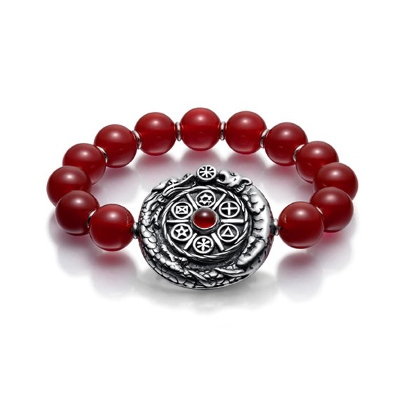 Tiger & Dragon Wheel Red Agate Bracelet · B34007-1
