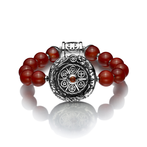 Tiger & Dragon Wheel Red Agate Bracelet · B34007
