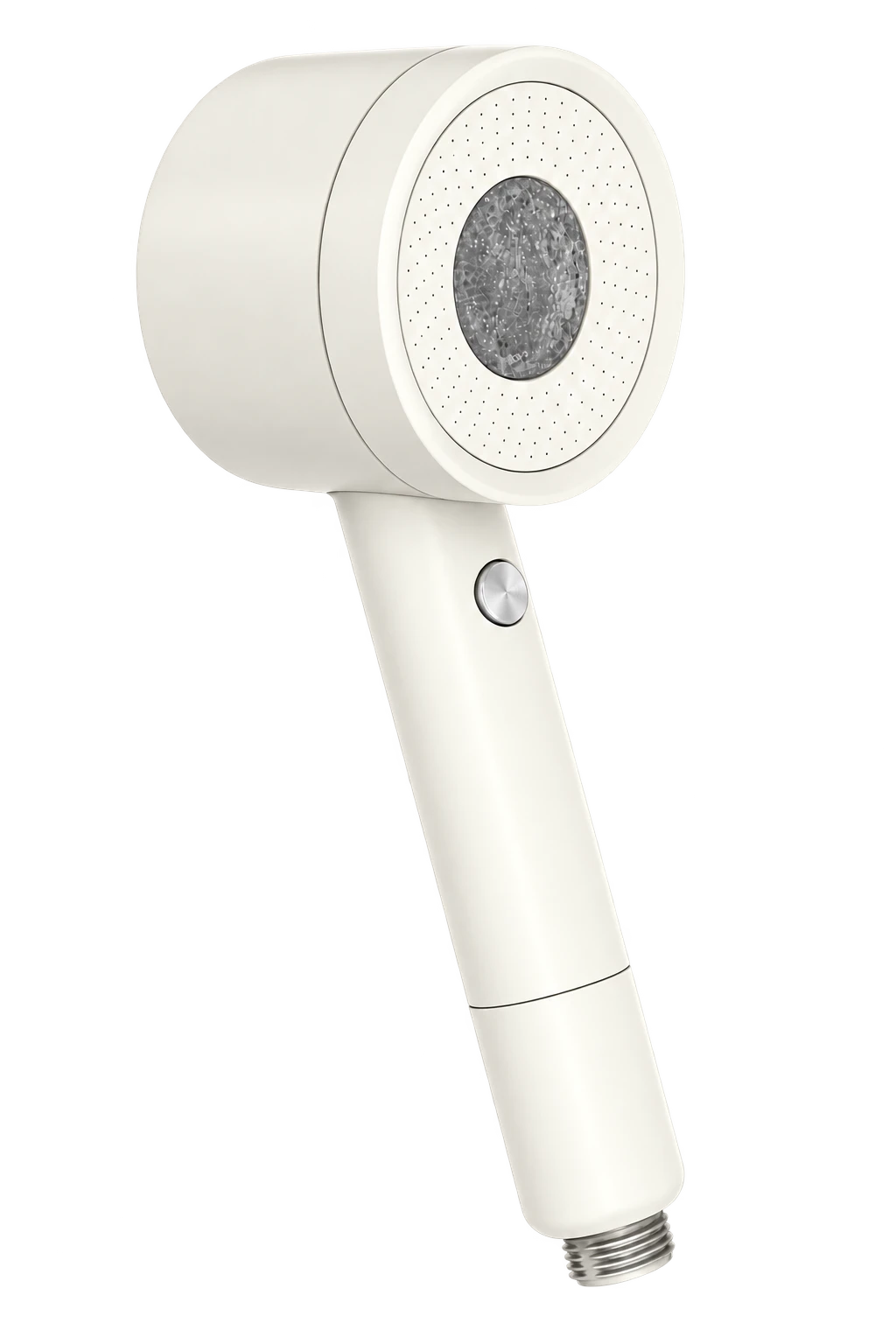 A shower head with water-flow-powered red light built into the face. No cord or charging.